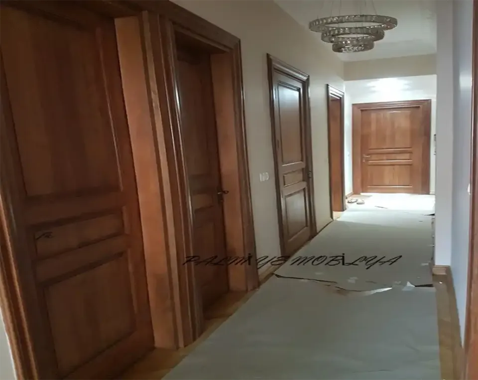 Walnut-Tone Wooden Doors – Raised-Panel Hallway Project