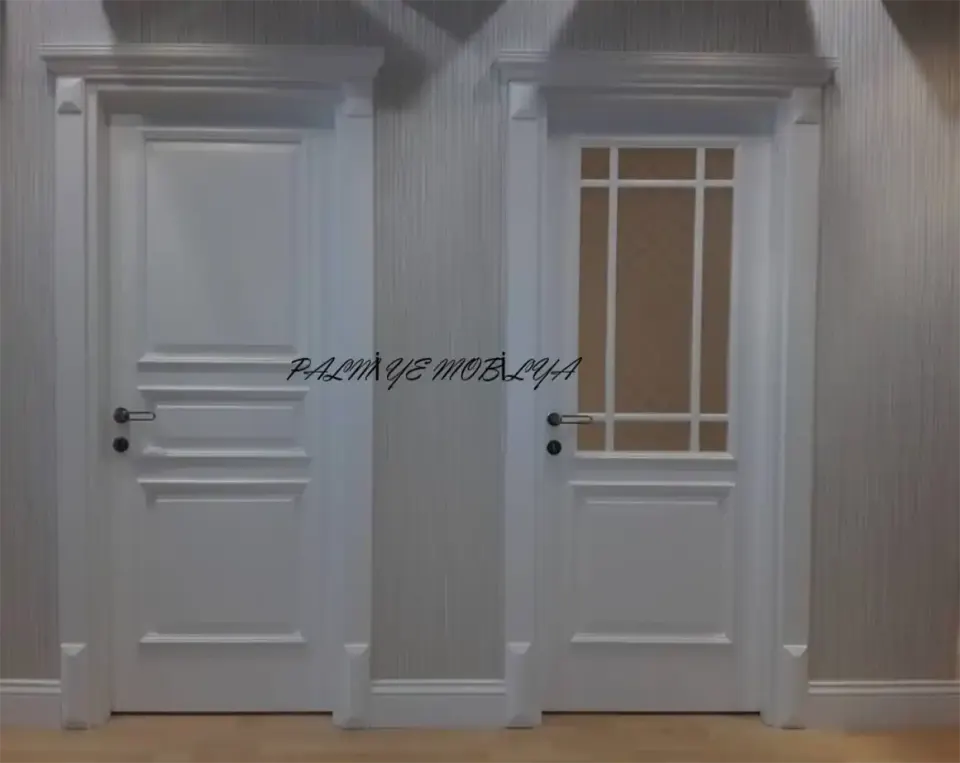 White Lacquered Classic Doors – Crowned Casing, Glazed Option