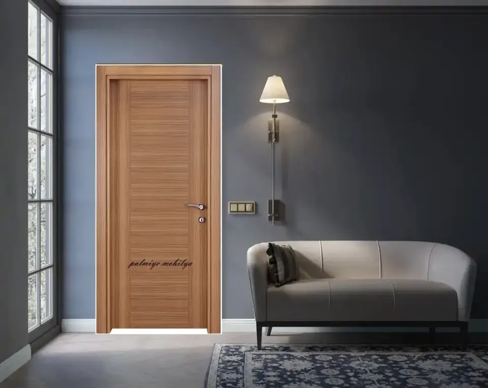 Teak-Tone Wooden Door – Horizontal Grain, Vertical Stiles
