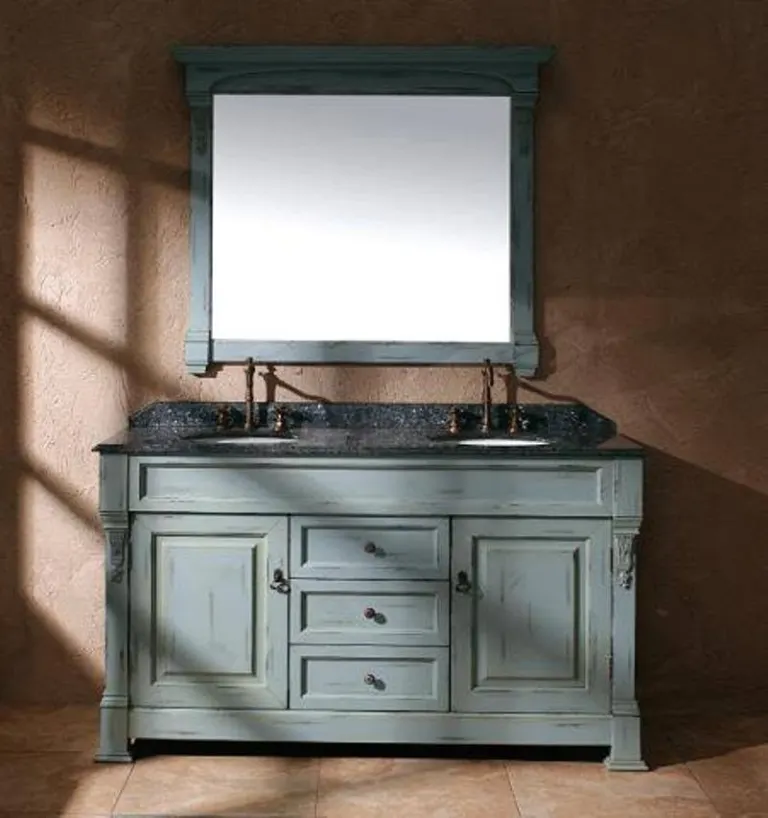Slate Blue Classic Double Bathroom Vanity – Granite Top
