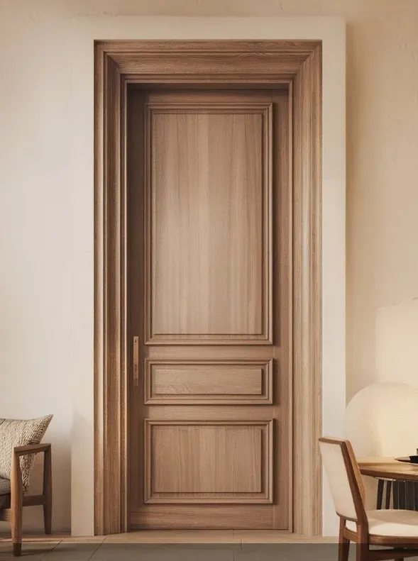Natural Oak Interior Door – Tall Upper Panel, Two Lower Panels