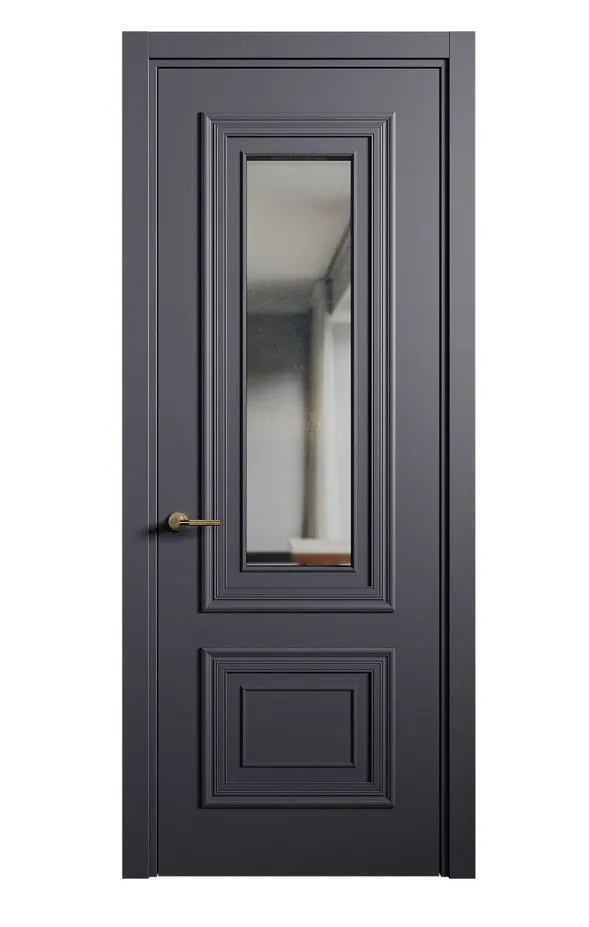Anthracite Lacquered Door – Narrow Clear Glass, Double Moulding