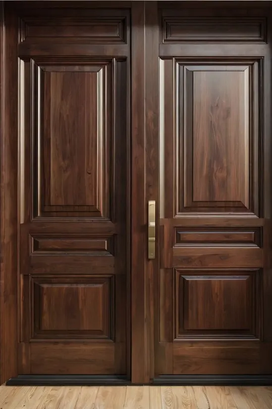 Dark Walnut Double Interior Door – Deep Raised Panels