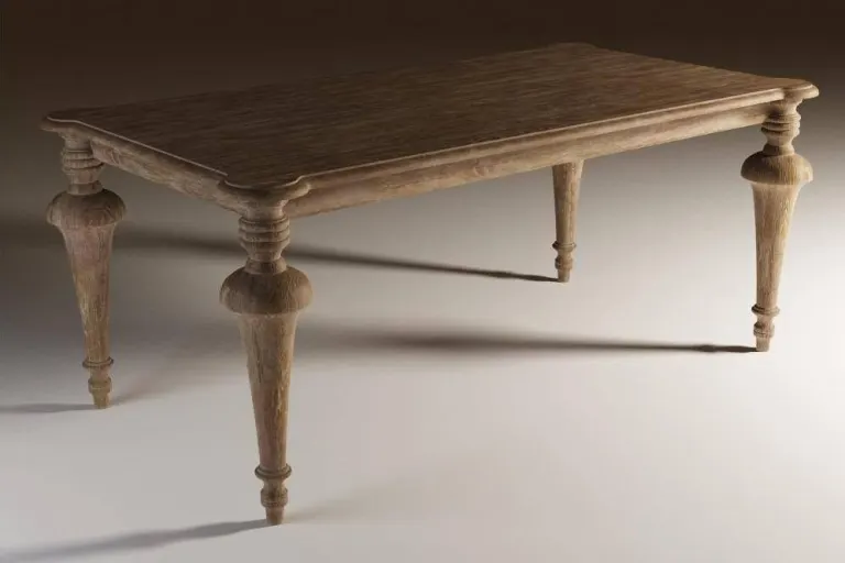 Rectangular Wooden Table with Turned Legs – Moulded Top