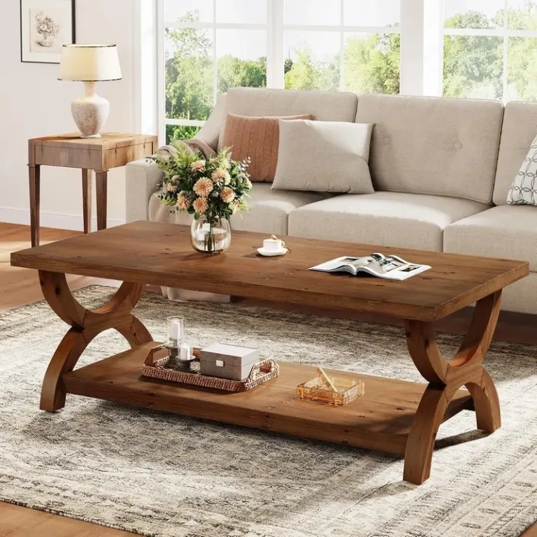 Curved-leg coffee table, dark tone option
