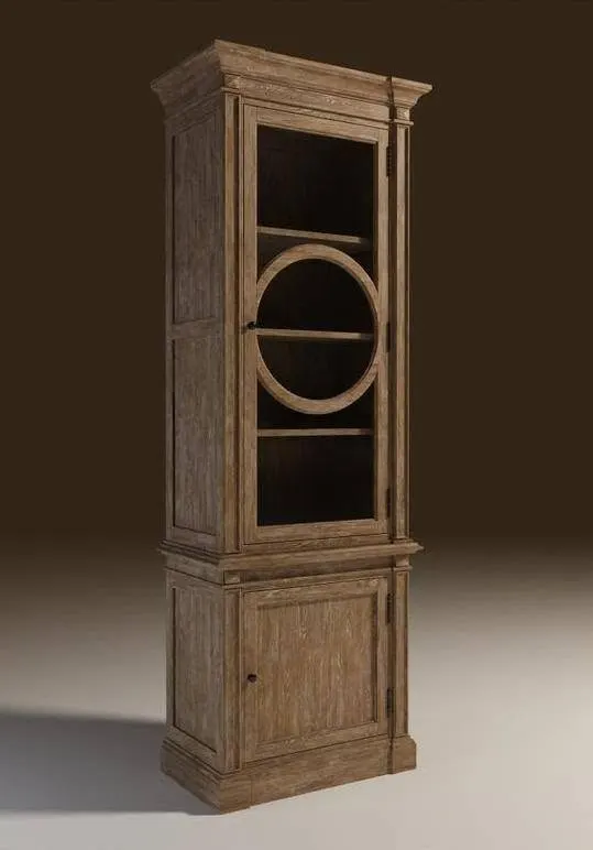 Wooden Office Cabinet with Round Glass Detail – Display Top