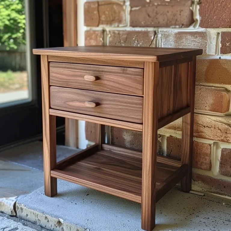 Walnut Nightstand – Two Drawers and Lower Shelf, Straight Legs